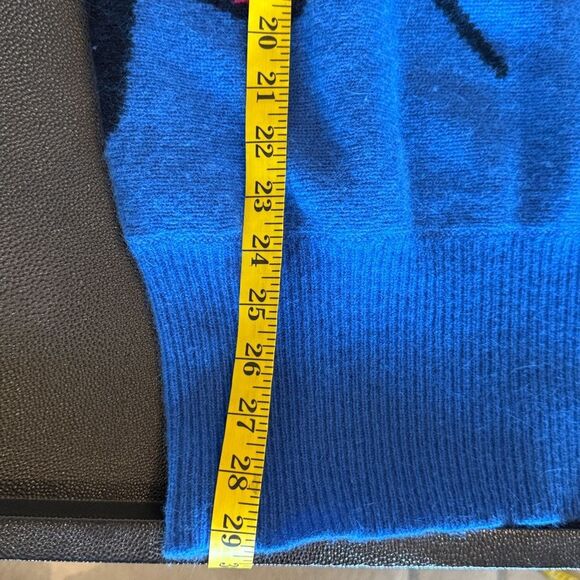 L’ultima Blue Colorful Abstract Sweater 80’s Retro with sequins& Rabbit hair M - Picture 7 of 10